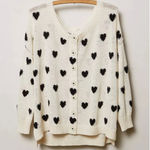 Anthropologie  Heart Cardigan wool alpaca intarsia womens Cream (xsmall petite) Photo 0