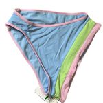 SALT + COVE High Waisted Cheeky Stripe Swim Bottom Brief Periwinkle Blue NWT L Size L Photo 1