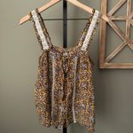 Anthropologie  Bardot Blouse Size 4 Yellow Brown Floral Crochet Lace 4P Photo 2