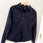 Banana Republic Navy Blue Button Up Blouse Shirt Professional Workwear Size 8 Photo 2