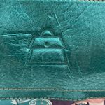 Kathy Van Zeeland  Turquoise‎ Patent Leather Multicolor Satin Fabric Shoulder Bag Photo 9