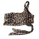 SheIn Bikini Top One Shoulder Side Tie Removable Cups Leopard Print M Photo 1