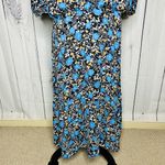 Ann Taylor NWT Blouson Midi Dress Navy Floral Sz 14 Short Sleeve Lined Photo 2