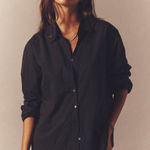 Xirena Beau Black Long Sleeve Button Down Shirt Boyfriend Oversized size Medium Photo 0