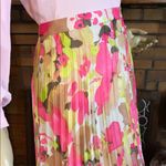 Loft FLORAL PRINT PINK, YELLOW, TAN & WHITE ACCORDION PLEAT MIDI SKIRT (6) Photo 8