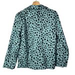 Boutique  Light Blue Black Dalmatian Dot Long Sleeve Blouse S Photo 1
