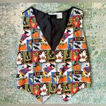 Vintage 90s Basic Editions Halloween print cotton vest, size large Black Photo 6