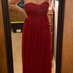 David's Bridal Red Strapless Formal Dress Photo 0