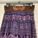 Wide Leg Pull On Harem Pants With Bird & Elephant Boho Hippie Print Blue Photo 1