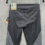 Reebok  Gray Black Stretch Cotton Tight Fit Active Leggings Pants Bottoms Small Photo 4