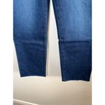 Paige Amber Mid Rise Straight Ankle Jeans Size 34 Dark Wash Raw Hem Photo 2