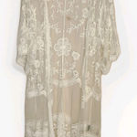 POL Floral Lace Kimono Duster Cardigan Sheer Cream Boho Medium Large Photo 0