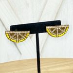 James Ascher Lemon Fruit Beaded Stud Earrings Yellow Photo 1