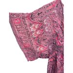 Angie ‎ Pink Paisley Rayon Smocked Waist Kaftan Tunic Top Boho Bohemian Small Photo 4