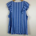 Croft & Barrow  Top Women's 2XL Blue White Floral Embroidered Flutter Sleeve NWT Photo 1
