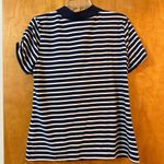 Michael Kors Michael  Women’s Navy White Striped Half Zip Polo Shirt NWT Large Photo 6