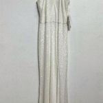 AQUA  Ivy White Sequined Cross Neck Halter Maxi Gown Sz 8 NWT Photo 0