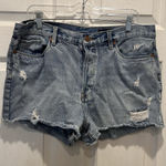 BLANK NYC Distressed High Rise Button Fly Light Wash Denim Shorts Sz 32 / US 14 Photo 0