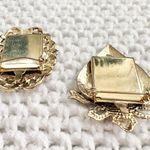 Vintage Antique Brass Gold Filigree Oval Heart Rose Picture Frame Brooch Pins Photo 4