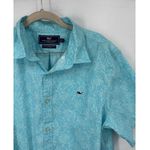 Vineyard Vines  Slim Fit Whale Shirt Women Large Blue Turtle Print Tropical Photo 5