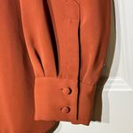 Elie Tahari Rust Orange Textured Button-Up Long Sleeve Blouse - Size Medium Photo 5