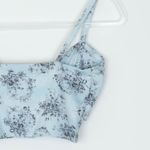 Reformation  Womens Floral Wrap Crop Top Size M Blue Coquette Feminine Dainty Photo 7
