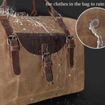 Oversized Travel Duffel Bag Waterproof Canvas Genuine Leather Weekend bag Weekender Overnight Carryon Hand Bag Brown Photo 2