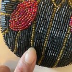 Vintage Black Red Beaded Coastal Pinup Rockabilly Preppy Zip Top Coin Pu… Photo 2