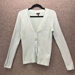 Talbots Womans Cardigan Size Medium Mint Green Cable Knit Soft Warm Cozy Preppy Photo 0