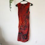 SABA 100% Silk Ruched Fitted Dress Sz 8 Red Photo 1