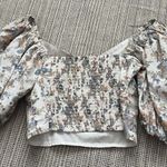 Abercrombie & Fitch floral patterned puff sleeve top with circle cut out Photo 5