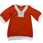 Entro NWOT Long Sleeve Dress Lace Trim Rust Orange Small Photo 7