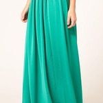Mango MNG CASUAL Maxi Skirt  Green Satin Polyester Floor Length Elastic Waist XS Photo 0