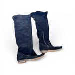 ZARA  Black Suede Leather Over The Knee Boots Women’s 8 Fall Tall Boho Classic Photo 1