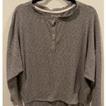 Urban Outfitters  Gray Textured Holland Henley Thermal Button Blouse Photo 2