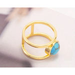 Boutique Large Turquoise Gold Filled Band, Bar Ring,‎ Size 8 Photo 6