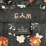 E & M  Floral Sleeveless Top Juniors Size L Keyhole Tassel Ruffle Blouse Multicolor Photo 6