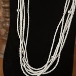 Vintage 6 Strand white seed bead necklaces with silver tone accent beads Photo 2