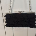 Expressions NYC  ELEGANT BLACK CLUTCH with  SILVER CHAIN & BOW RHINESTONE CLASP Photo 2