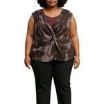 H by Halston  Sleeveless Printed Chiffon Drapey Top Burgundy Size 28W Photo 1