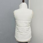 New Balance Women Ivory Diagonal Zip-Front Puffer Vest Side Pockets High Neck XS Photo 4