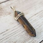 Tigers Eye Dangle Pendant with Gold Tone 1 & 5/8" Photo 1