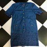 Roni Blanshay Vintage 80s 90s Montreal Denim Dress Short Sleeve Eyelet Cutout XL Photo 0