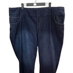 Woman Within  26W Petite Blue Straight Leg Pull On Stretch Denim Jeans Dark Wash Photo 1