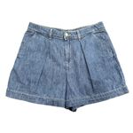 L'Agence  Zahari Pleated Denim Shorts in Blue, Size 29​​​ Photo 1