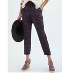 Anthropologie  Plaid Button Fly Jogger Pants Womens XS Purple Black Linen Blend Photo 9