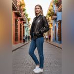 Rocawear  Gold & Black Shimmery Bomber Jacket Vintage Photo 1