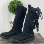 UGG  Black Cardy Fringe Slouch Classic Knit Knee High Boots 7 Photo 1