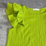 Ces Femme Ruffle Sleeve Cotton Gauze Top Womens M Bright Lime Textured Muslin Green Size M Photo 1
