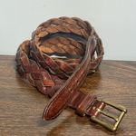 Women's Made in Uruguay Vintage Leather￼ Woven Braided Buckle Belt Brown Photo 0